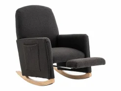OKWISH Mecedora de salón, felpa oscuro, Mecedora con reposapiés retráctil y estructura de madera