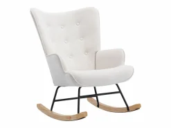 Vente-unique Mecedora de tela y botones decorativos en el respaldo ELMINA II Beige