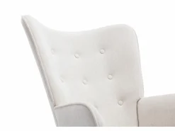 Vente-unique Mecedora de tela y botones decorativos en el respaldo ELMINA II Beige