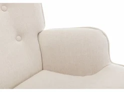 Vente-unique Mecedora de tela y botones decorativos en el respaldo ELMINA II Beige