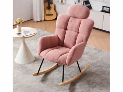 Sale Mecedora de tela de felpa, respaldo acolchado, tela suave, con reposacabezas, para salón y dormitorio, (102 x 70 x 107 cm) Sillón Balancín