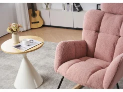 Sale Mecedora de tela de felpa, respaldo acolchado, tela suave, con reposacabezas, para salón y dormitorio, (102 x 70 x 107 cm) Sillón Balancín
