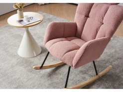 Sale Mecedora de tela de felpa, respaldo acolchado, tela suave, con reposacabezas, para salón y dormitorio, (102 x 70 x 107 cm) Sillón Balancín