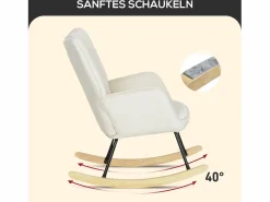 Hauss Spole Mecedora de terciopelo con reposabrazos, base de madera, estructura negra