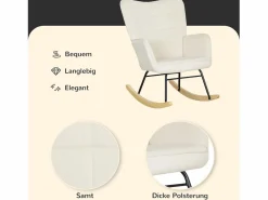 Hauss Spole Mecedora de terciopelo con reposabrazos, base de madera, estructura negra