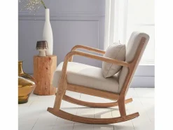 Sweeek Mecedora estilo escandinavo de madera y tela