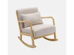 Sweeek Mecedora estilo escandinavo de madera y tela