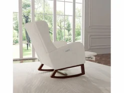 Online Mecedora, Mecedora con Reposapiés Retráctil, Mecedora de Madera Maciza con Respaldo Alto para Sala de Estar, Dormitorio, Hasta 150 kg - Sillón Balancín
