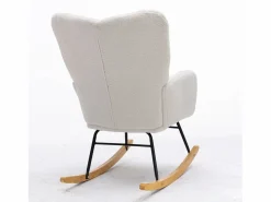 OKWISH Mecedora moderna de felpa blanca con reposabrazos y respaldo, ideal para salón y dormitorio