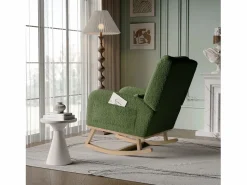 Mecedora moderna en tela de peluche con asiento acolchado de espuma y estructura de madera