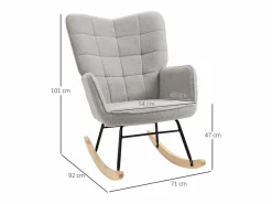 New Mecedora, silla mecedora, estructura de acero y patas de madera, color Sillón Balancín