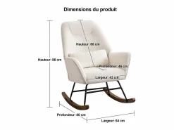 Mecedora tapizada en terciopelo con soporte lumbar, ideal para sala de estar y guardería, color Sillón Balancín|Sillón De Piel