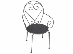 MYLIA Mesa + 4 sillones jardín estilo hierro forjado gris - GUERMANTES