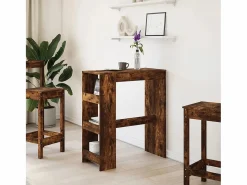 Clicnbuy Mesa alta bar con estantes roble ahumado 90x40x103,5 cm