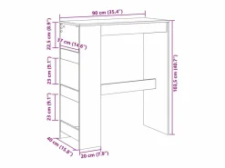 Clicnbuy Mesa alta bar con estantes roble ahumado 90x40x103,5 cm