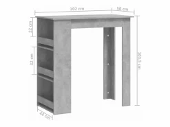 Clicnbuy Mesa alta con estante almacenaje hormigón 102x50x103,5 cm