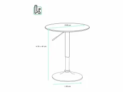 Best Mesa Alta de Bar Ø60 cm – Altura Regulable y Giratoria – Diseño Moderno SETI (-i) Mesa Alta
