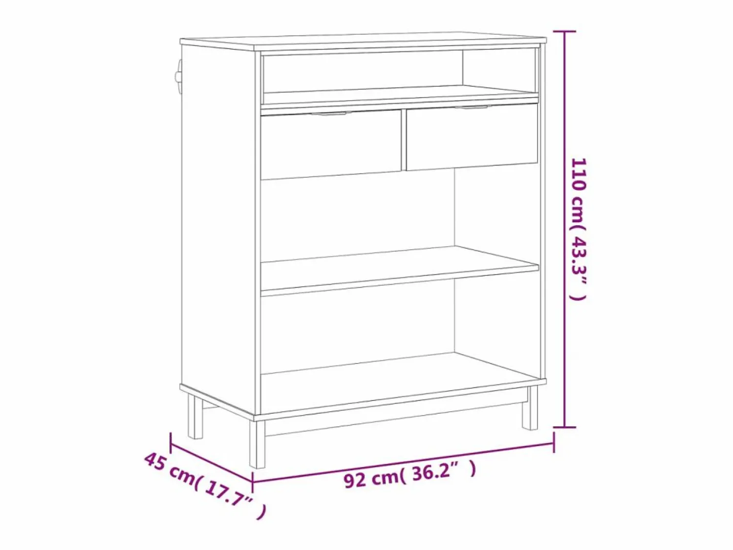 Clicnbuy Mesa alta de bar FLAM madera maciza de pino 92x45x110 cm