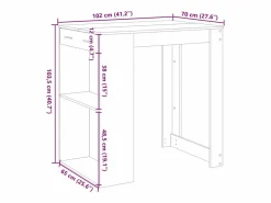 New Clicnbuy Mesa alta de bar madera ingeniería Sonoma 102x70x103,5 cm Gris