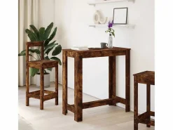 Outlet Mesa alta de bar madera ingeniería roble ahumado 102x50x103,5cm Mesa Alta