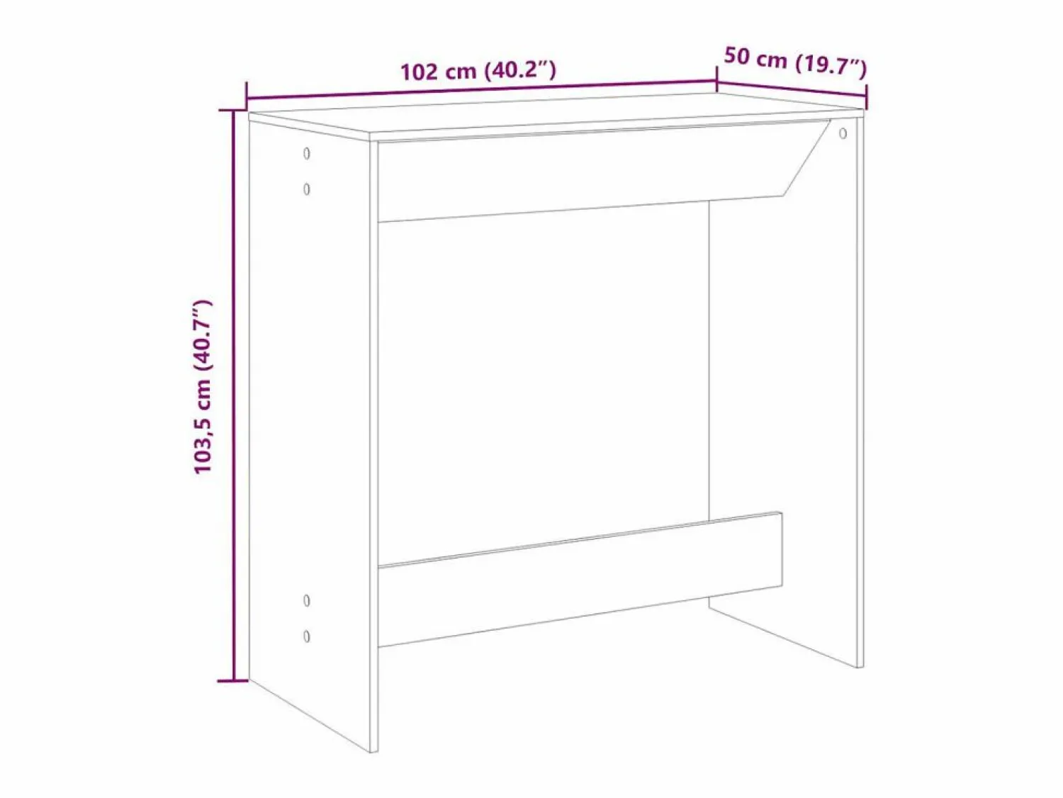 Online Clicnbuy Mesa alta de bar madera ingeniería roble ahumado 102x50x103,5cm Marru00f3n