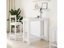 Clearance Mesa alta de bar madera ingeniería blanca 102x50x103,5 cm Mueble Bar