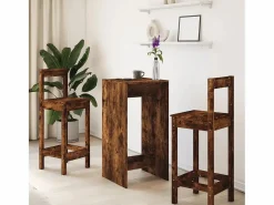 Mesa alta de bar madera ingeniería roble ahumado 51x50x103,5 cm Mueble Bar
