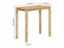 Outlet Mesa alta de bar madera maciza de mango 112x55x108 cm Mesa Alta