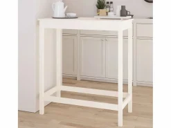 Clearance Clicnbuy Mesa alta de bar madera maciza de pino 100x50x110 cm Blanco