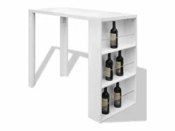 Best Clicnbuy Mesa alta de cocina con estantes para botellas blanca brillante Blanco