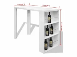 Best Clicnbuy Mesa alta de cocina con estantes para botellas blanca brillante Blanco
