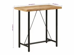 vidaxl Mesa alta de hierro y madera maciza de mango 110x55x107 cm