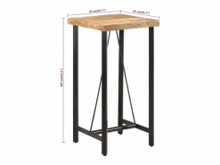 Sale Mesa alta de hierro y madera maciza de mango 55x55x107 cm Mesa Alta