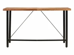 Clicnbuy Mesa alta de hierro y madera maciza de acacia 180x70x107 cm