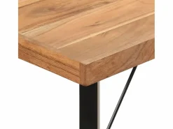 Clicnbuy Mesa alta de hierro y madera maciza de acacia 180x70x107 cm