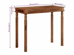 Best Mesa alta de madera maciza de acacia 120x60x107 cm Mesa Alta