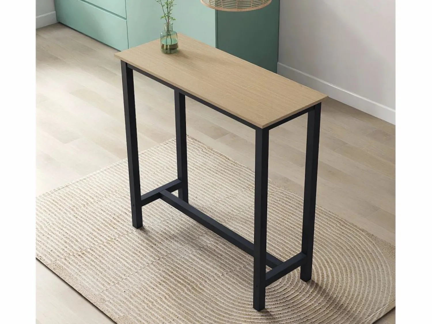 Discount Mesa alta para Cocina Comedor en Negro y Sonoma 100x40x100cm Ani Mesa Alta