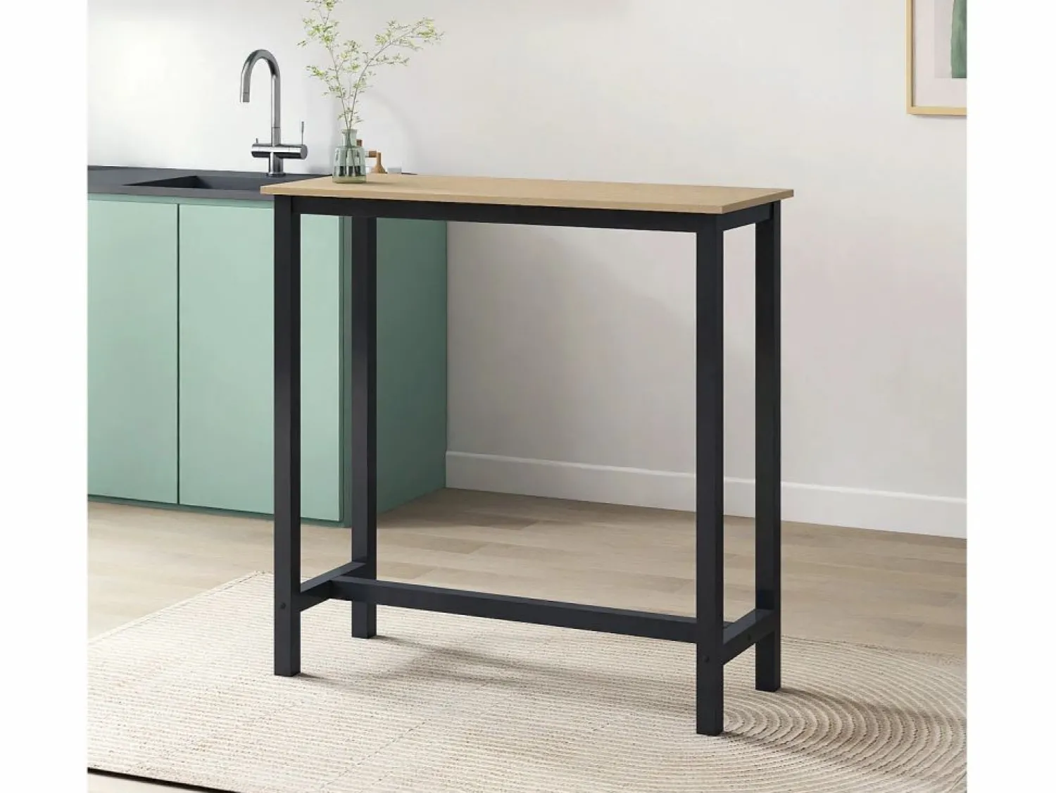 Discount Mesa alta para Cocina Comedor en Negro y Sonoma 100x40x100cm Ani Mesa Alta