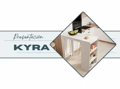 Mesa alta para Cocina Comedor en Blanco y Sonoma 110x50x103cm Kyra Mueble Bar