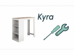 Mesa alta para Cocina Comedor en Blanco y Sonoma 110x50x103cm Kyra Mueble Bar