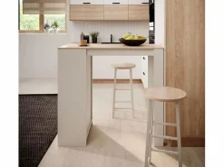 Mesa alta para Cocina Comedor en Blanco y Sonoma 110x50x103cm Kyra Mueble Bar