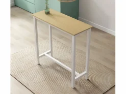 Best MB Muebles Bonitos Mesa alta para Cocina Comedor en Blanco y Sonoma 100x40x100cm Ani Color natural claro / Blanco