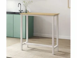 Best MB Muebles Bonitos Mesa alta para Cocina Comedor en Blanco y Sonoma 100x40x100cm Ani Color natural claro / Blanco