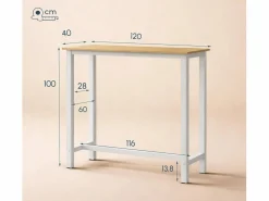 Sale Mesa alta para Cocina Comedor en Blanco y Sonoma 120x40x100cm Ani Mesa Alta