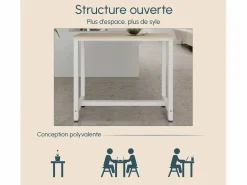 Sale Mesa alta para Cocina Comedor en Blanco y Sonoma 120x40x100cm Ani Mesa Alta
