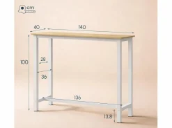Outlet MB Muebles Bonitos Mesa alta para Cocina Comedor en Blanco y Sonoma 140x100x40cm Ani Color natural claro / Blanco