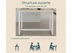 Outlet MB Muebles Bonitos Mesa alta para Cocina Comedor en Blanco y Sonoma 140x100x40cm Ani Color natural claro / Blanco