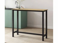 Hot MB Muebles Bonitos Mesa alta para Cocina Comedor en Negro y Sonoma 120x40x100cm Ani Negro / Color natural claro