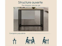 Hot MB Muebles Bonitos Mesa alta para Cocina Comedor en Negro y Sonoma 120x40x100cm Ani Negro / Color natural claro
