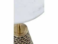 Best Mesa auxiliar con base de metal oro antique y sobre de mármol blanco Dorado